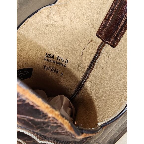 J B Dillon goat leather cowboy boots mens size 11.5D brown distressed western main image 5